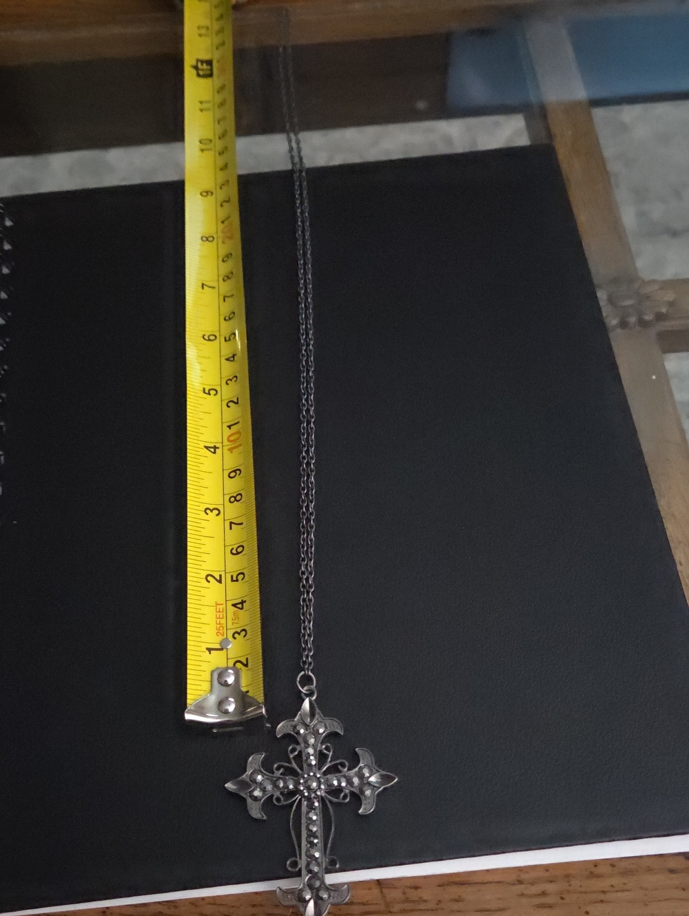 Women's Pewter-Tone Gothic Cross Pendant Necklace